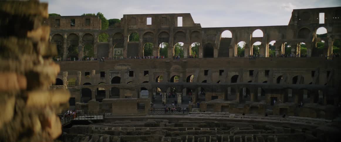 Interior structure of the Colosseum ruins in rome at morning
