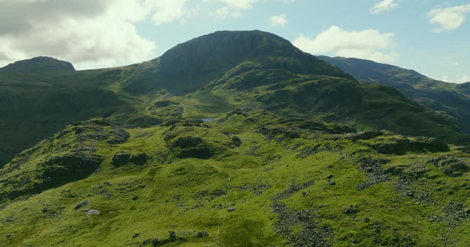 Aerial view of hills is displayed in spring
