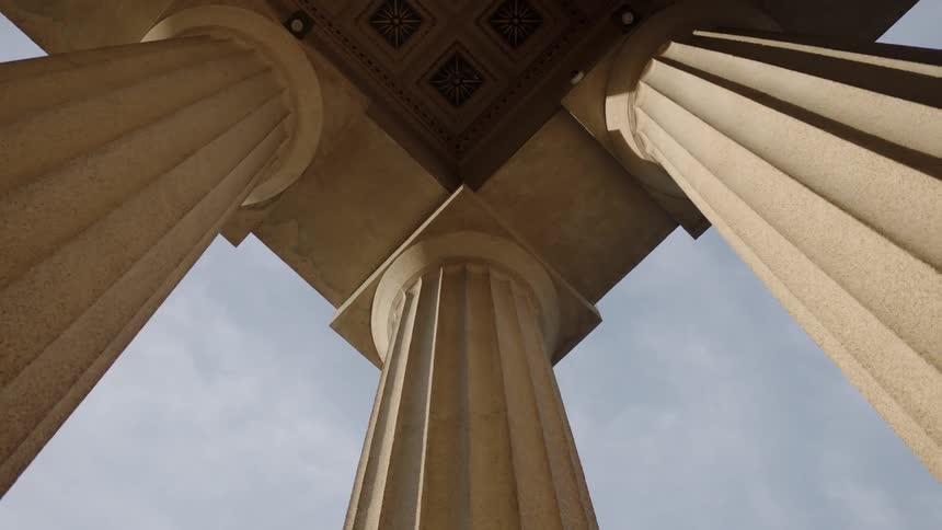 The corner columns of a structure