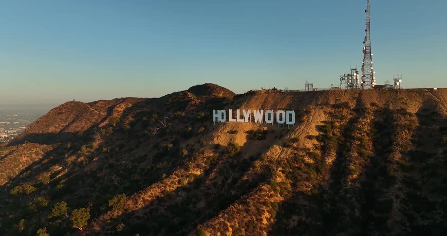 Aerial view of the hollywood sign in the hollywood hills