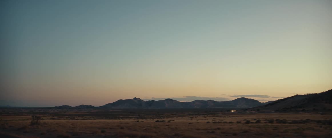 A landscape view of a sunset