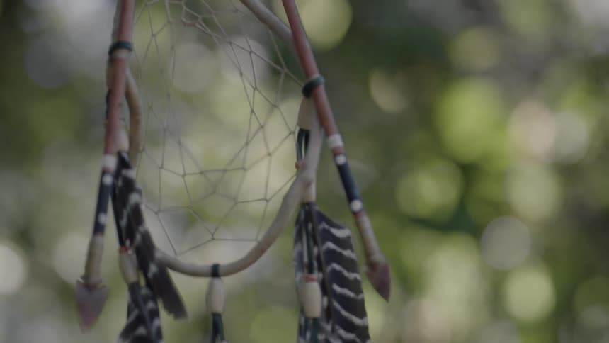 A dreamcatcher swaying in the wind