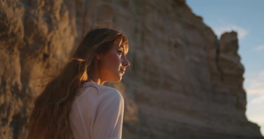 A woman walking outdoors
