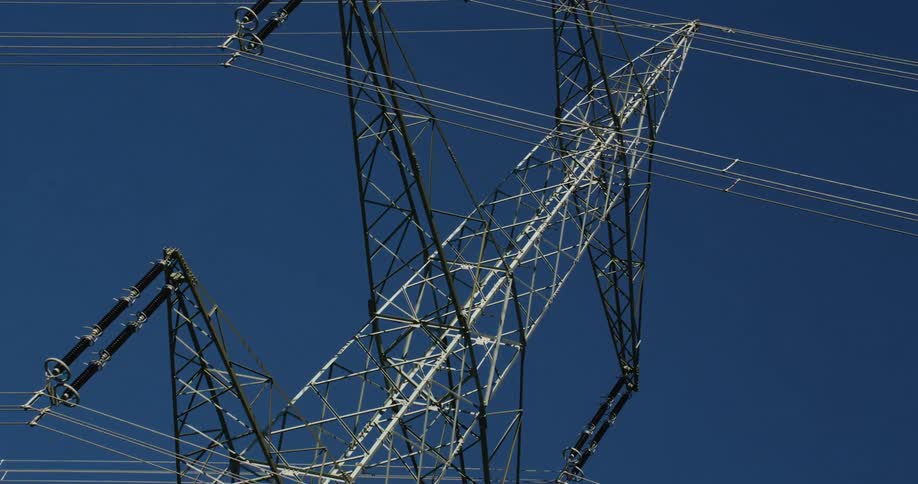 An electricity transmission tower outside
