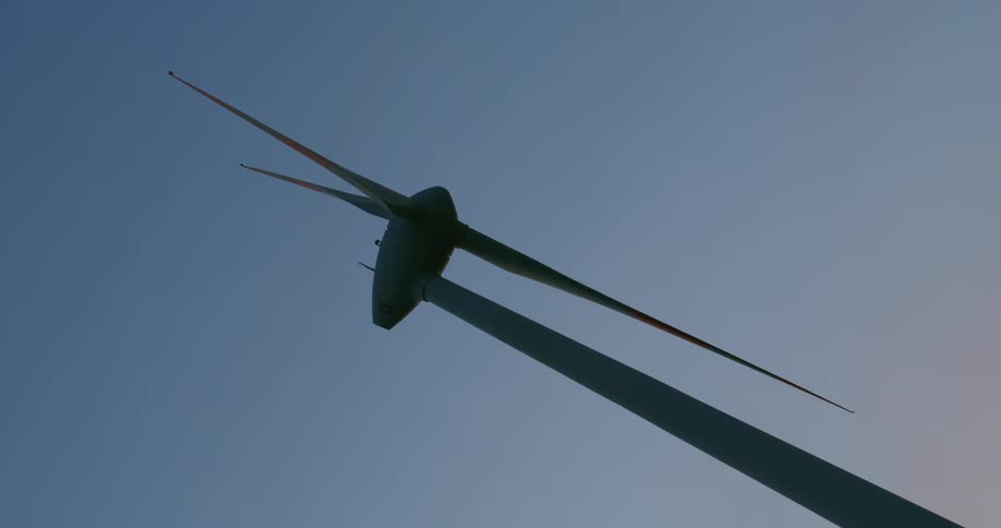 A propeller on a wind turbine turning