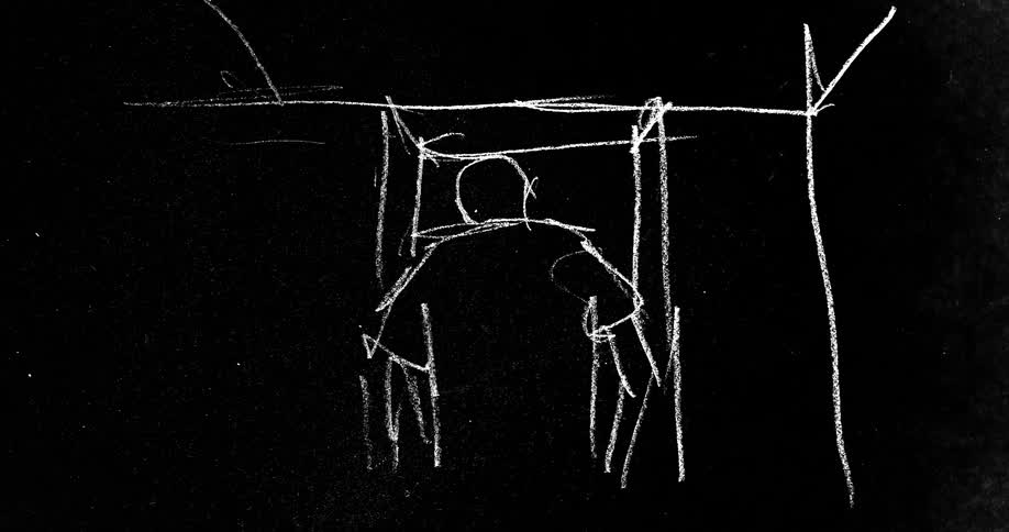 An animated sketch shows a man going up to a friends house