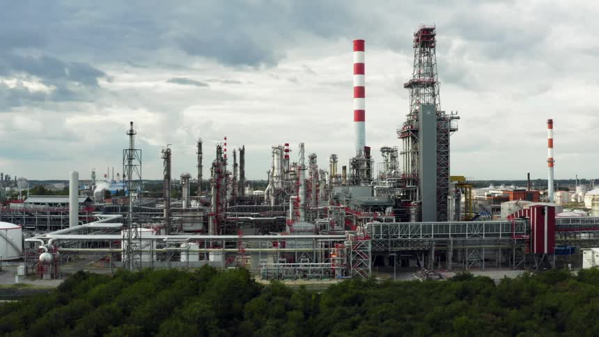 A large factory under a cloudy daytime sky in Eastern Europe