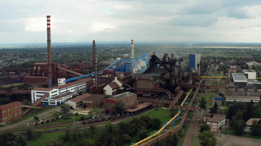 An aerial view of a refinery in Eastern Europe