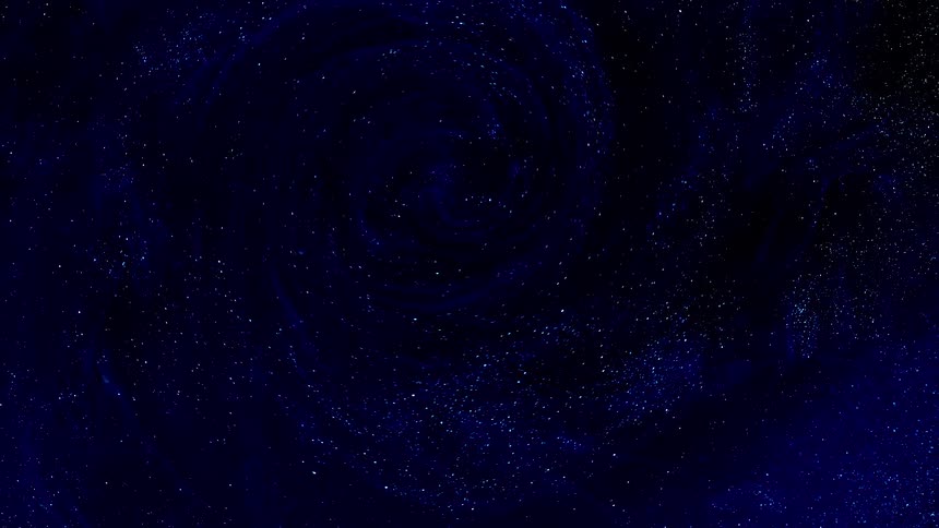 Set against a black backdrop a cloud of blue glittering particles swirl around