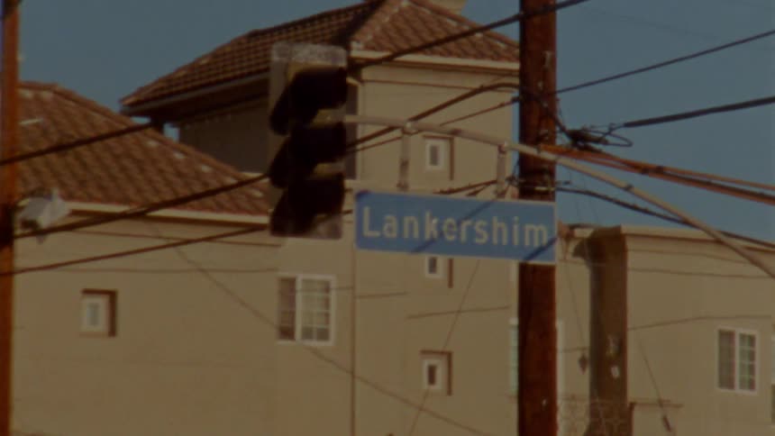 Close up of the street sign on lankershim boulevard in california
