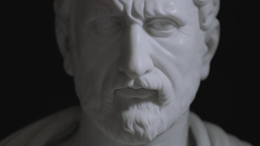 Light shining on the face of a statue