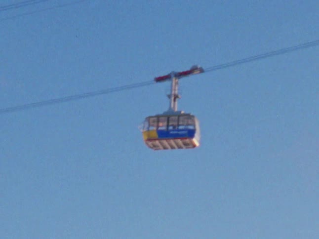 The cable car is transporting