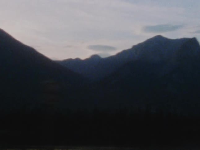 A river in front of a forest and mountain range