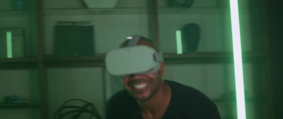 A man playing virtual reality games