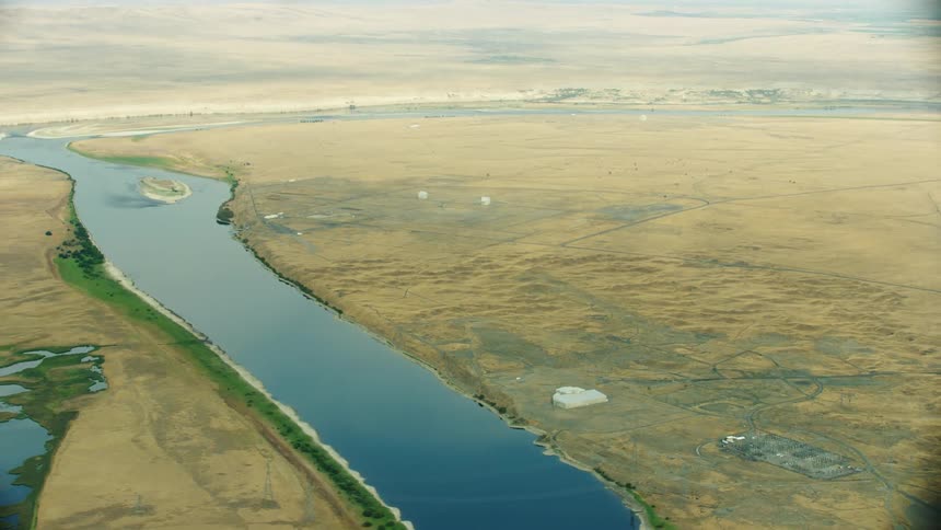 Super wide of the Hanford Nuclear Facility along the Columbia River in eastern Washington State