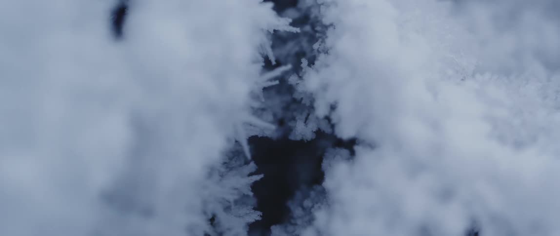 The ice crystals are on the rocks