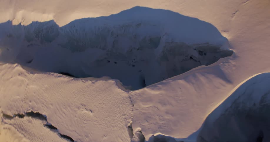 An aerial view of a glacier