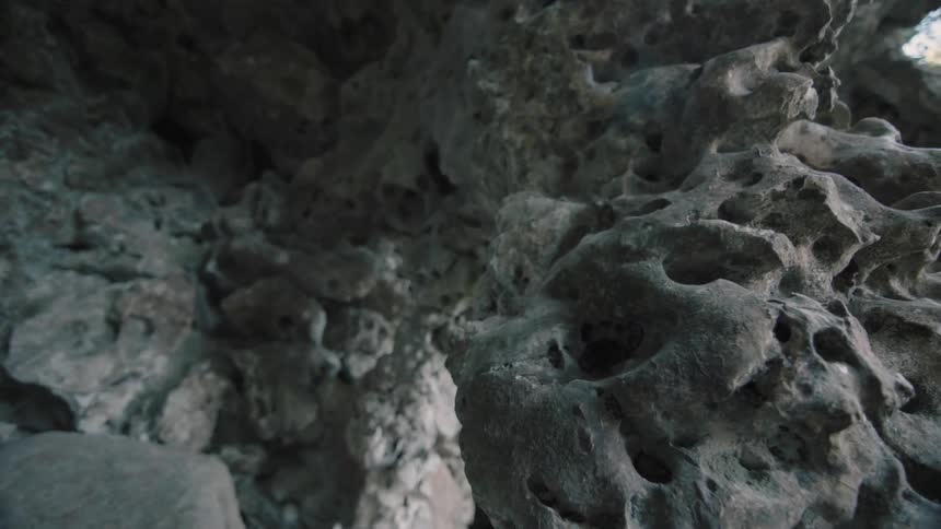 Cavernous rocks seen with many holes in them