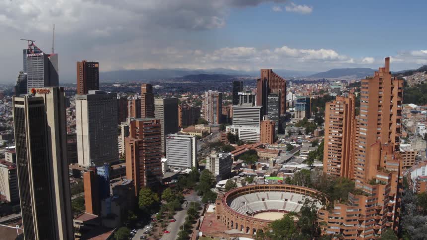 Large buildings in a metropolis during the day