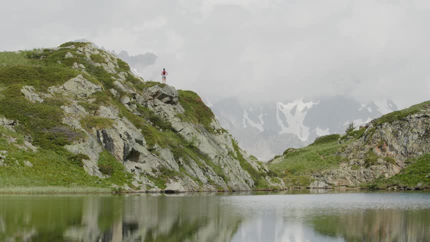 A woman hiking outdoors