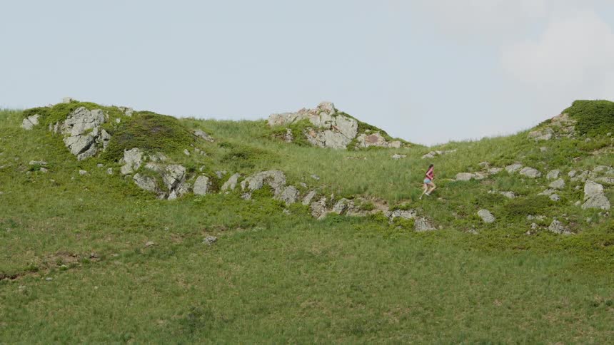 A woman running outdoors