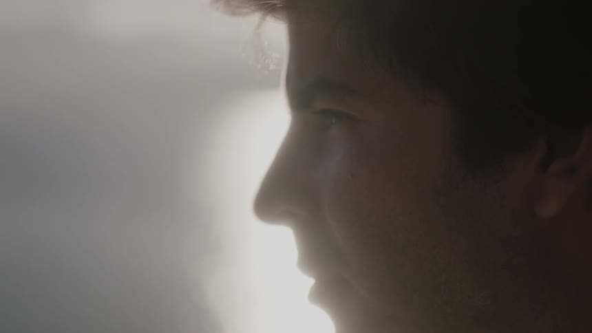Extreme close-up of a man's profile