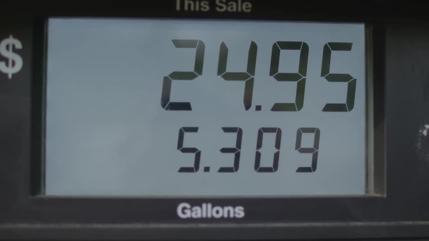 Closeup of digital gas meter display