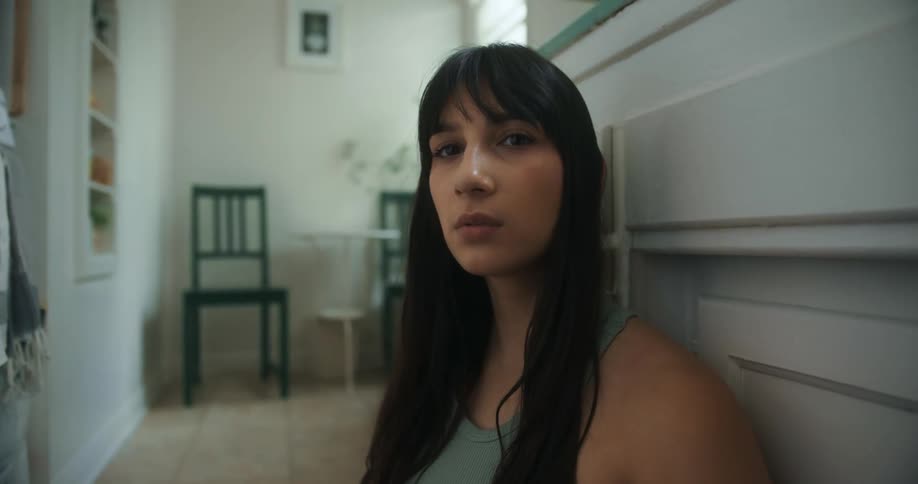 A woman sitting in a room
