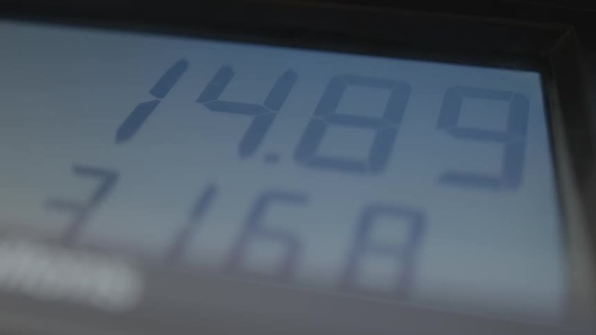 The digital numbers on a gas pump change quickly
