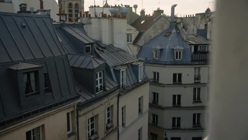 Apartment buildings in an old Paris neighborhood