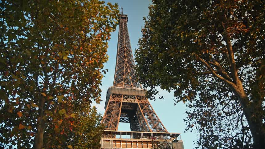 Exterior view of eiffel tower seen from champ de mars