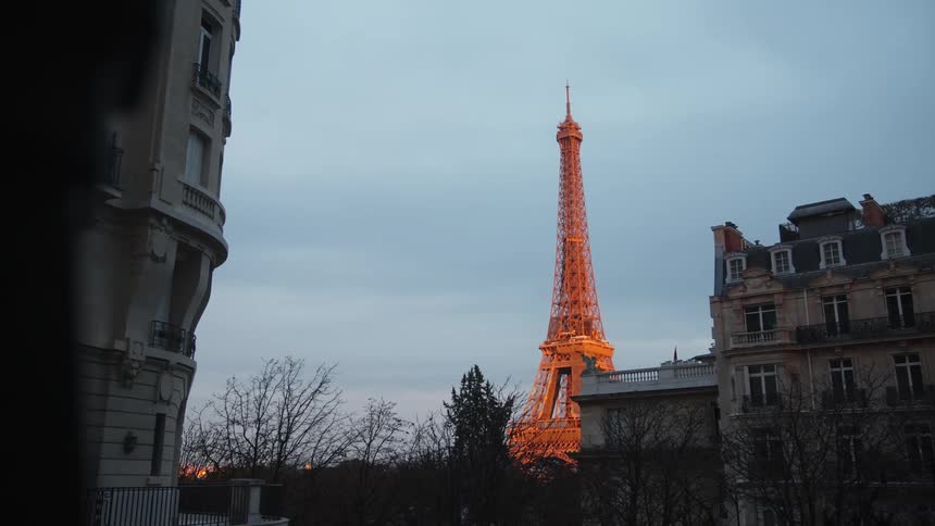 Eiffel tower catching the morning sunlight in paris