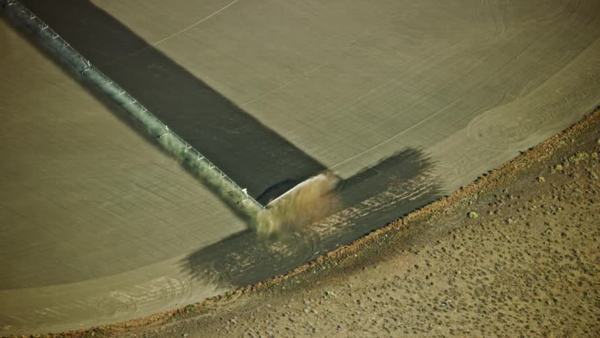 Aerial shot revealing the scope and magnitude of large scale irrigation in the arid western United States
