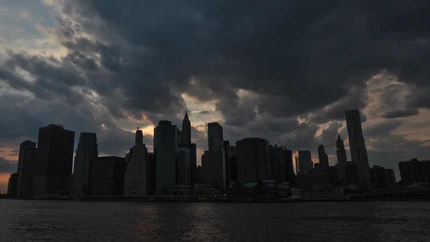 Time lapse view of the city near a body of water