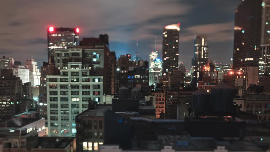 City area with buildings and time lapse clouds
