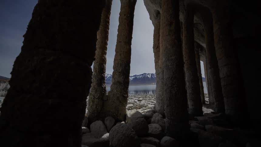 A time lapse of a cave outdoors