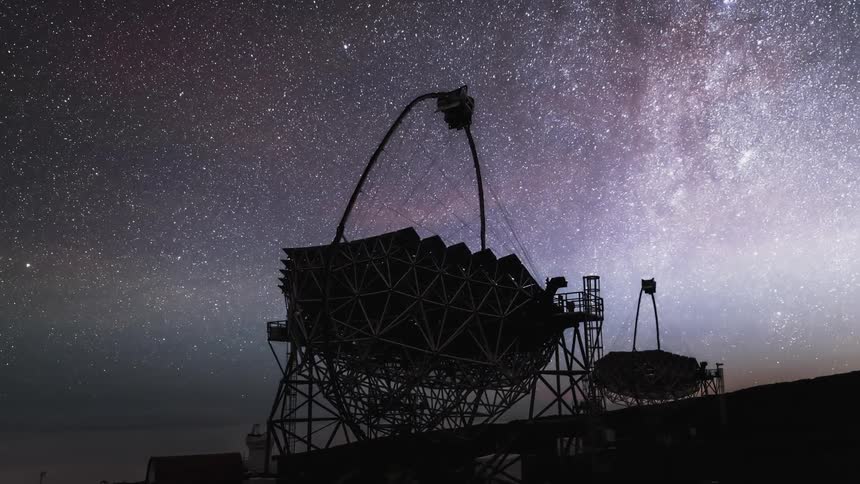 The view is of the sky and you can see the stars