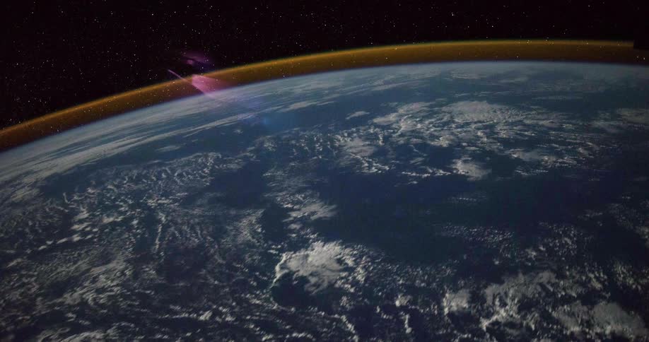 The satellites float over the rotating earth
