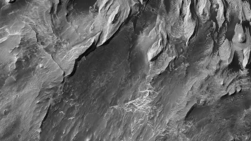 Close up view of a mountain is displayed