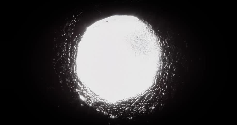 White Hole from bright opening into darkness in concentric circles