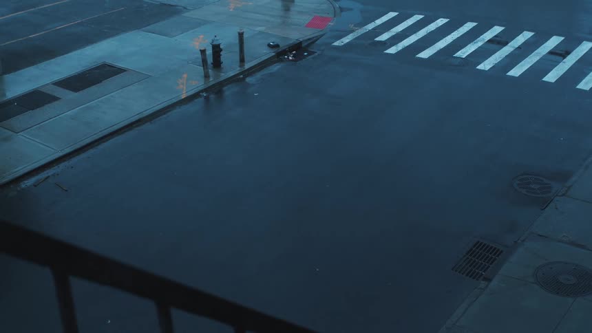 A vehicle drives through an intersection