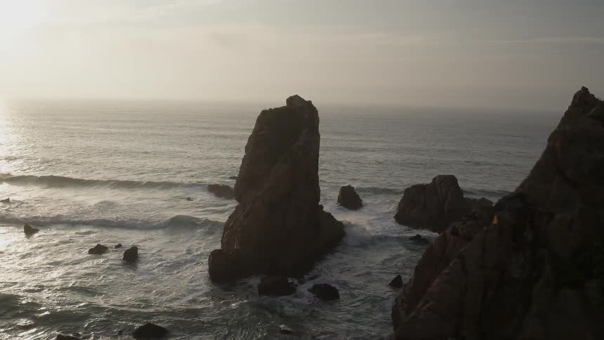 Rock pillars on a beach