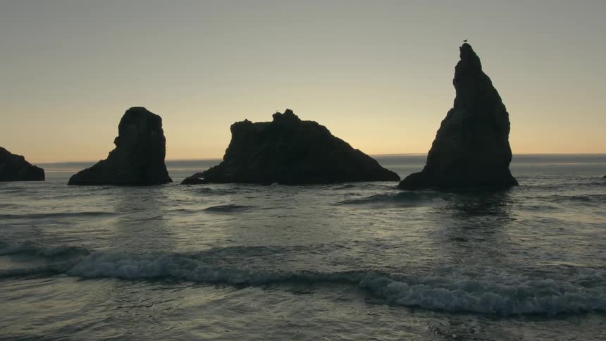 A view of waves crashing on some rocks