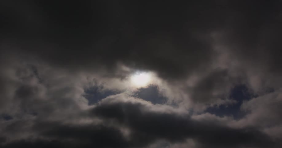 A view of clouds in front of the moon