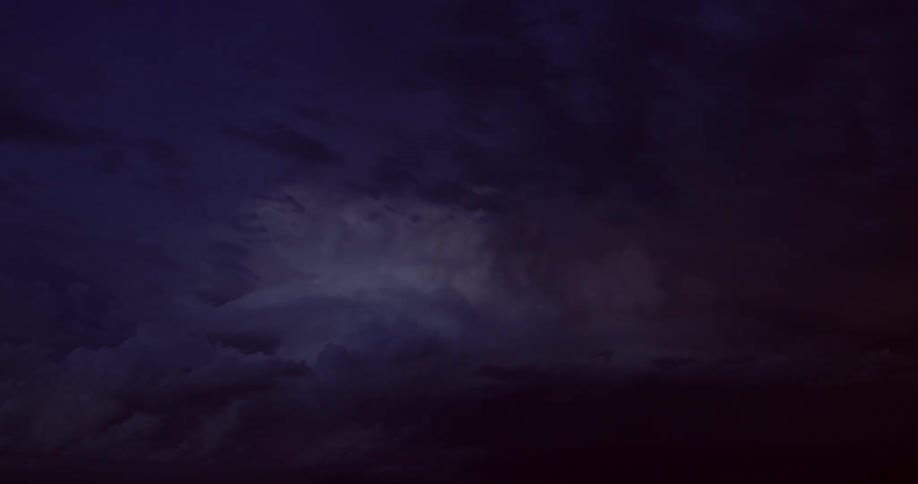 Time lapse of lightning inside ominous dark clouds on a thunderstorm at night