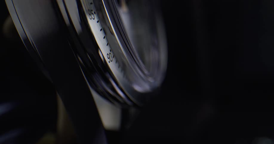 Closeup of silver wristwatch case