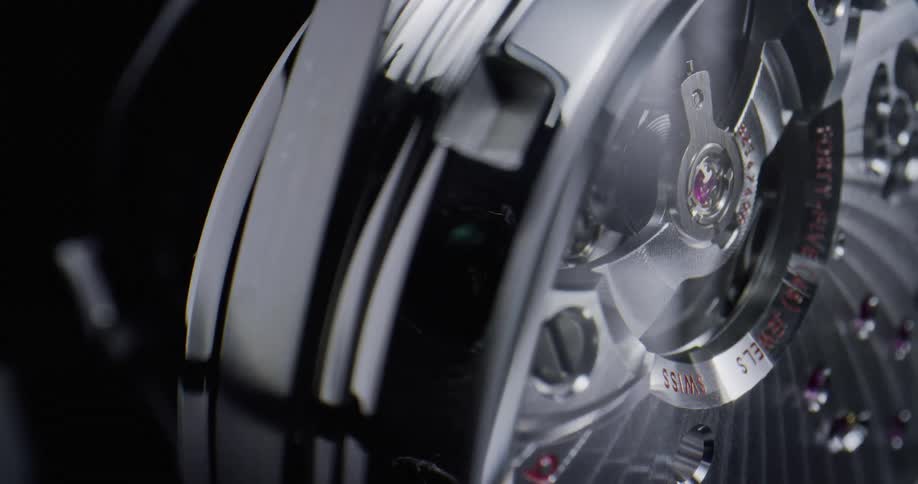 Closeup of movement of watch