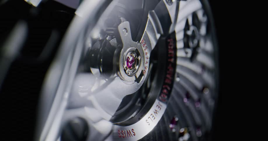 Close up of movement of wristwatch