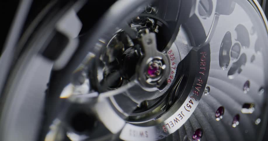 Close up of movement of wristwatch