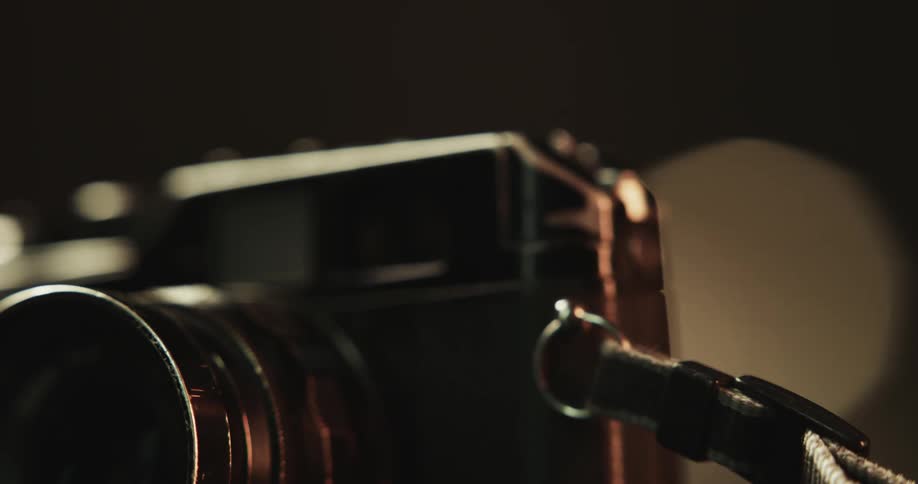 Close up view of a photography camera is displayed